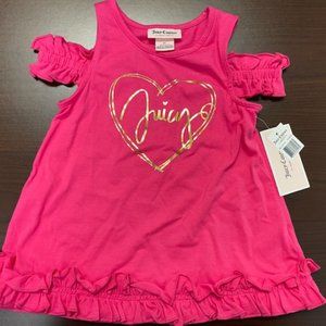 BRAND NEW JUICY COUTURE HEART COLD SHOULDER RUFFLE TOP SIZE 3T